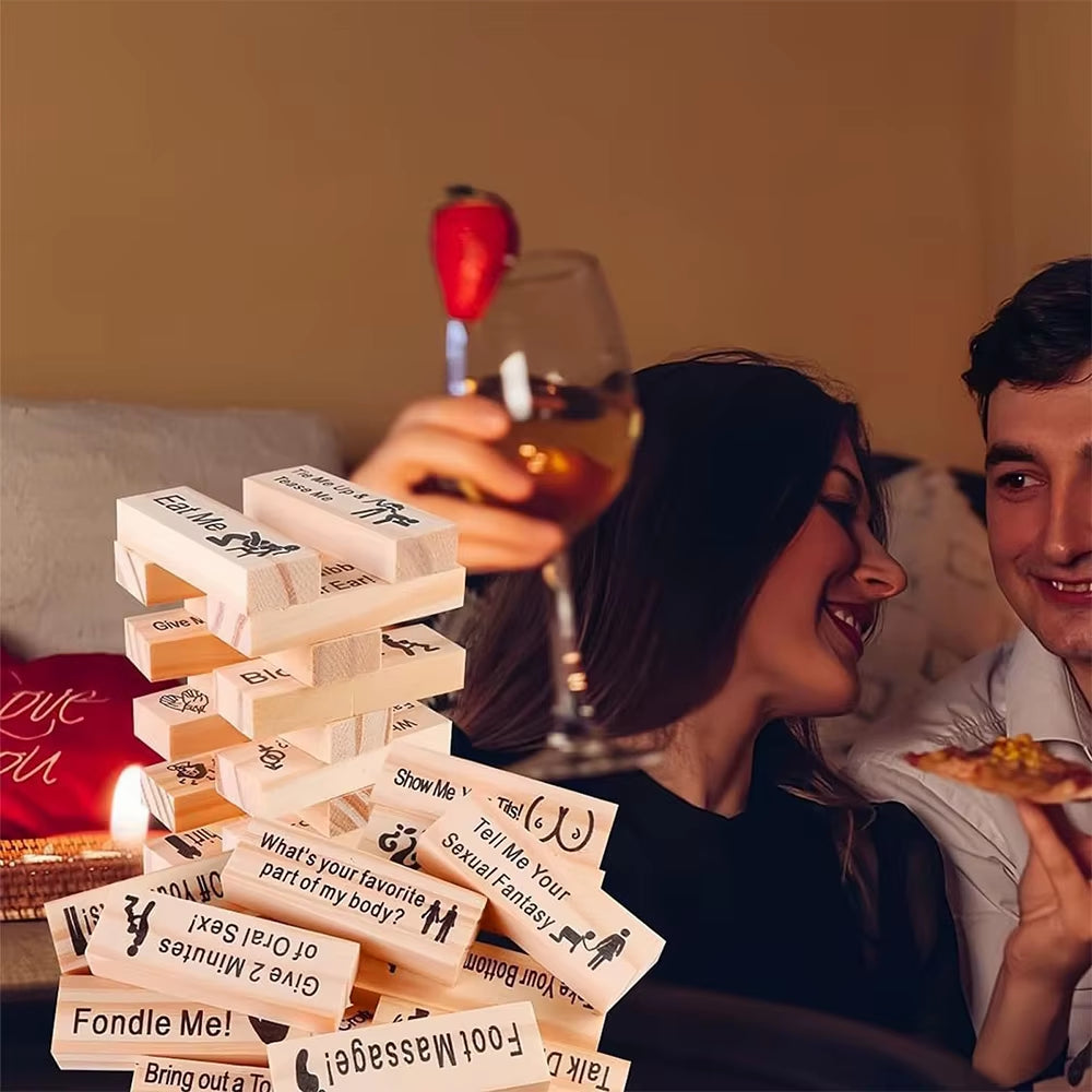 Block Tower Game Couple Activities Date Night Ideas Valentine Tumbling Tower Stacking Blocks Game for Adults Couples Night Party
