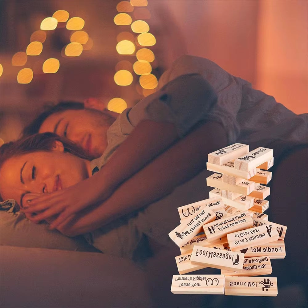Block Tower Game Couple Activities Date Night Ideas Valentine Tumbling Tower Stacking Blocks Game for Adults Couples Night Party