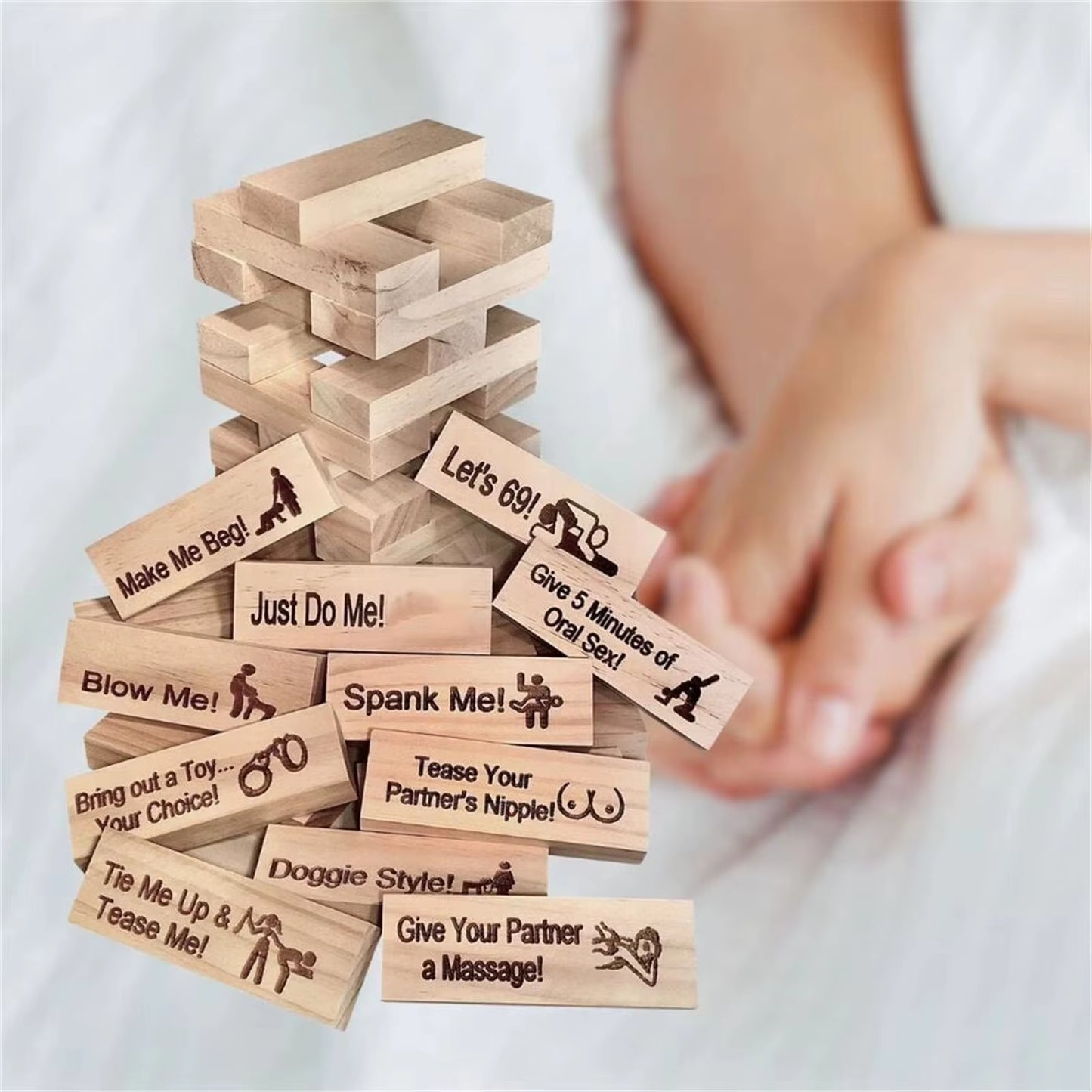 Block Tower Game Couple Activities Date Night Ideas Valentine Tumbling Tower Stacking Blocks Game for Adults Couples Night Party